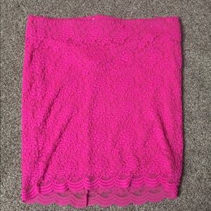 Torrid plus size pink lace midi skirt